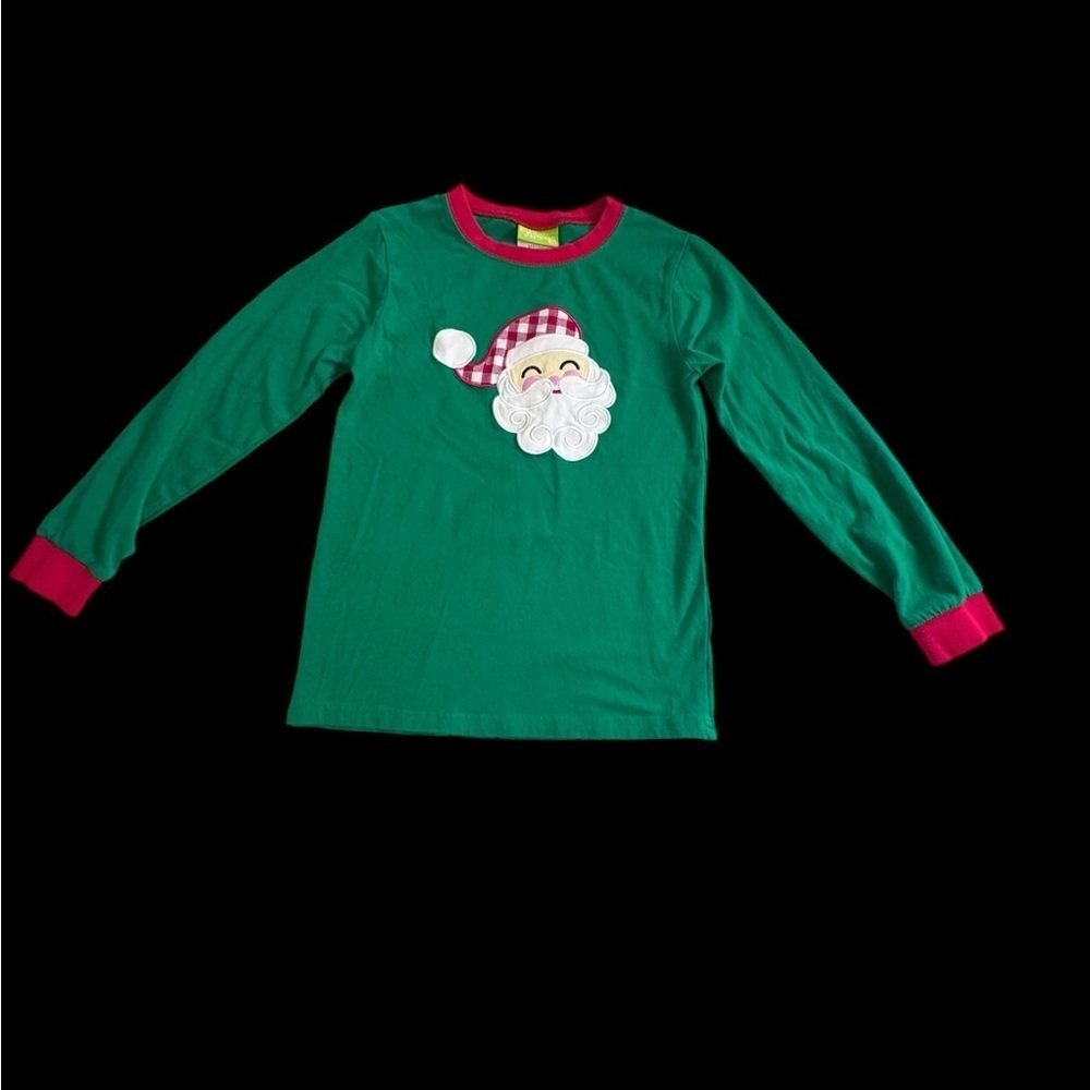 Kids Long Sleeve Green Santa Top